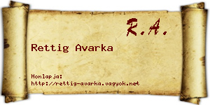 Rettig Avarka névjegykártya